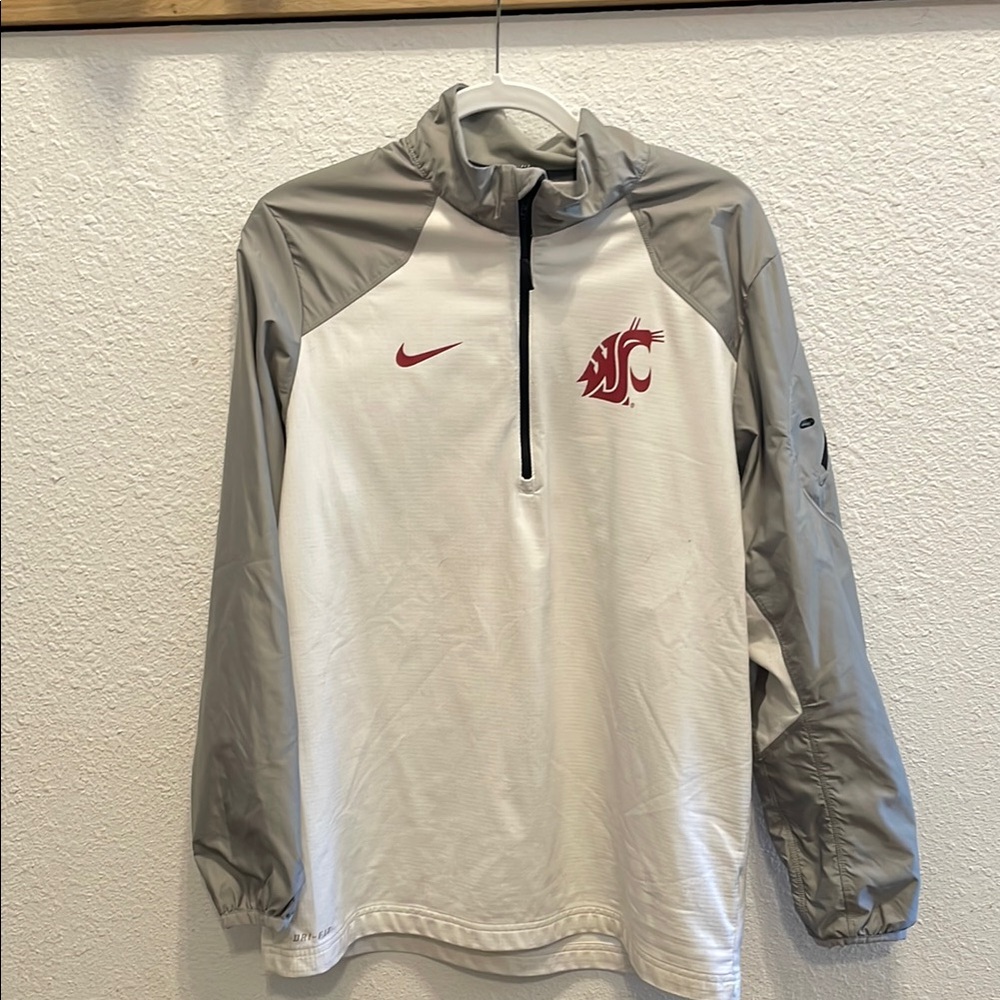 Washington State Cougars Nike White and Gray Quarter-Zip Jacket